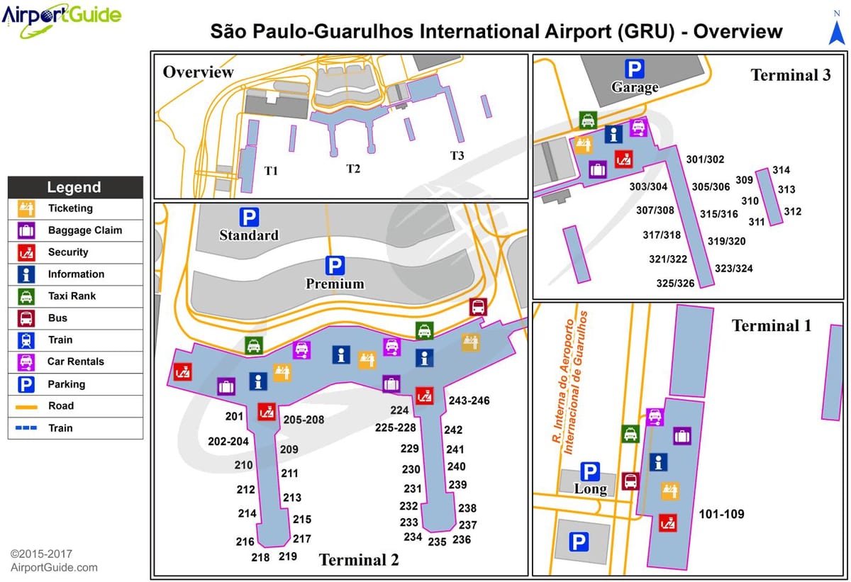 Sao Paulo gru bandara terminal peta